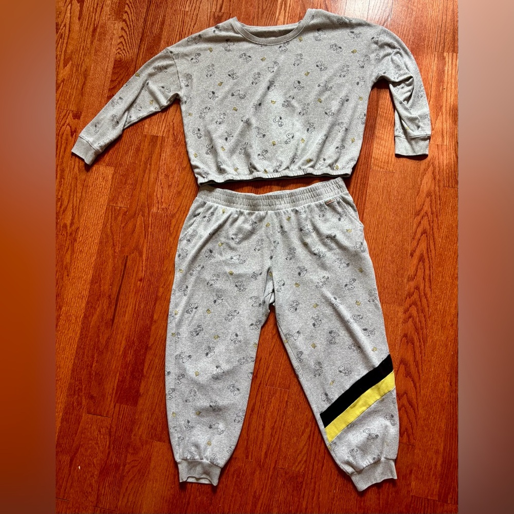 Peanuts- Gray Pajama sweatshirt & pants Set women’s, size XL - Picture 13 of 13